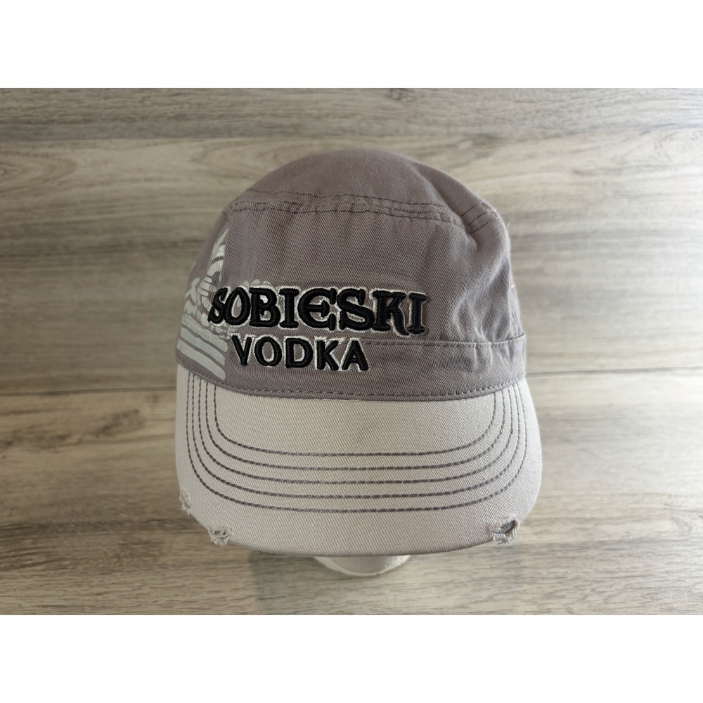 Sobieski Vodka Cap Hat Gray Distressed Style Size L/XL‎ Womens Alcohol